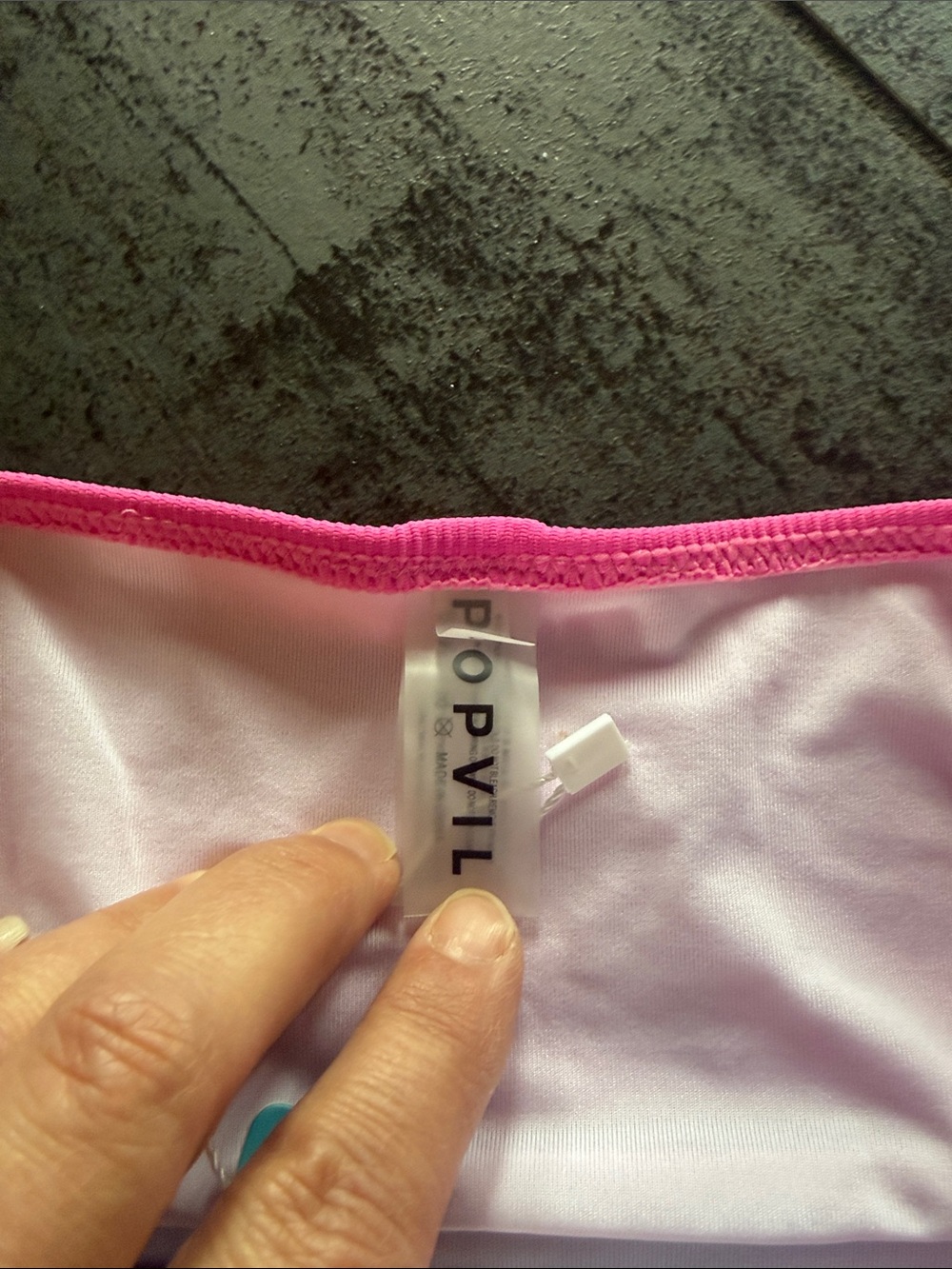 Popvil Colorblock High-Waist Bikini Bottoms — Pink, Purple, Yellow Trim NWT - Picture 2 of 5